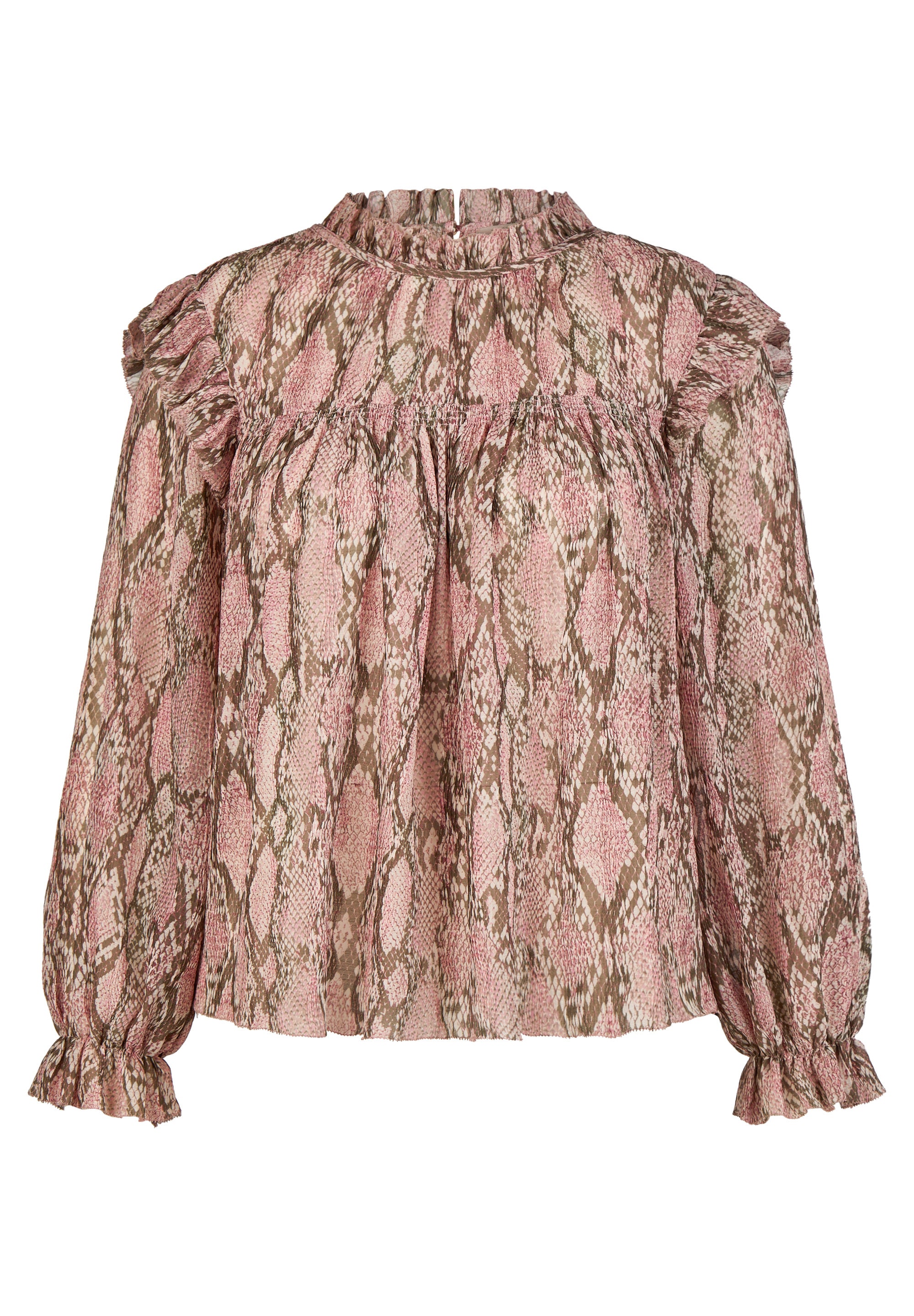 Schlupfbluse mit Stehkragen - 6607-KERAMIK - Rosa