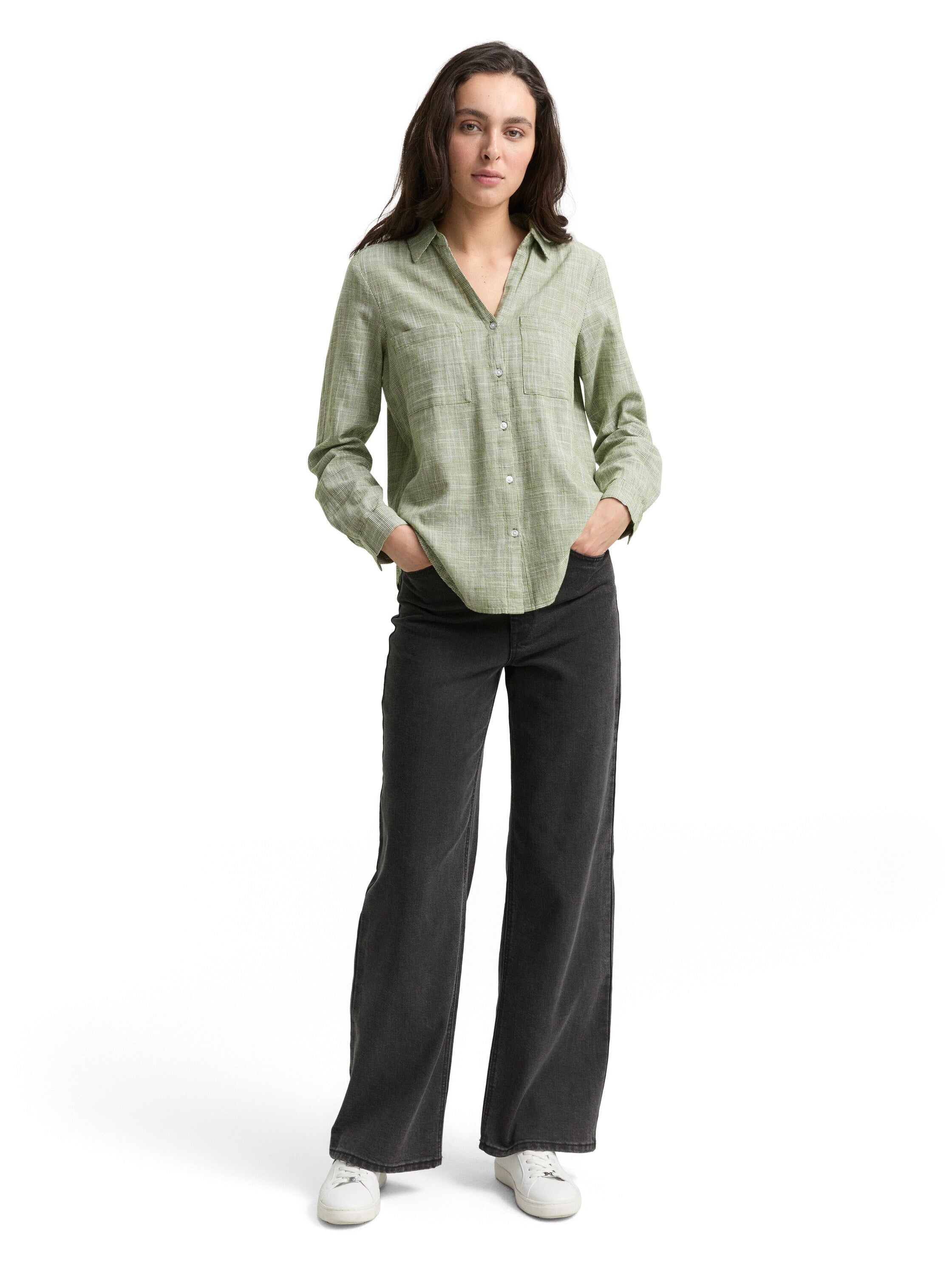 Hemdbluse aus Baumwolle - 38802-deep ivy green - Grün