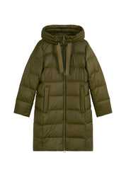 Daunenmantel mit Kapuze - 490-mossy olive - Grün