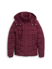 Puffer-Jacke mit abnehmbarer Kapuze - 16427-bordeaux red - Rot