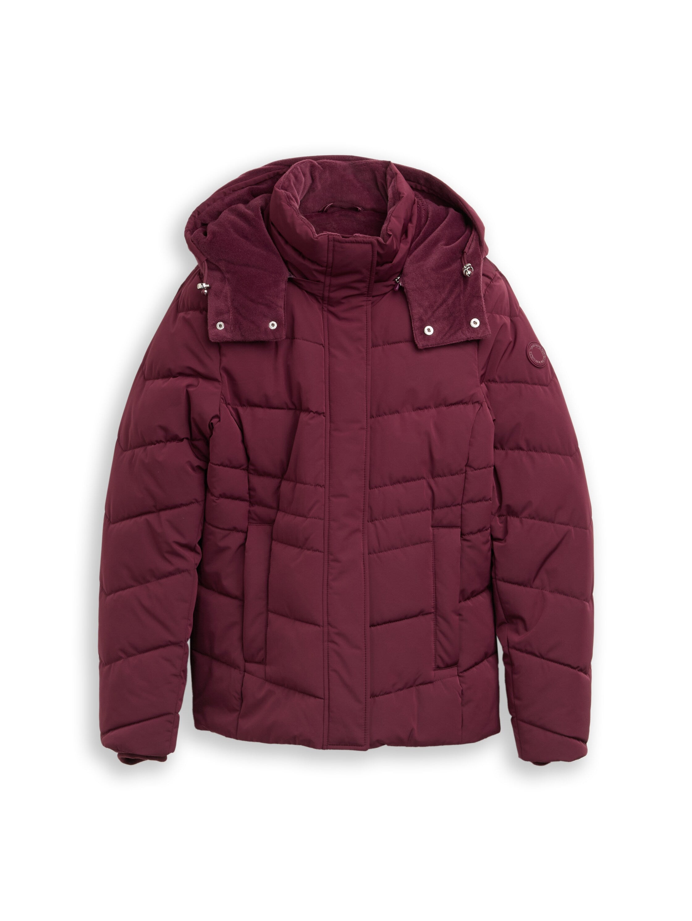 Puffer-Jacke mit abnehmbarer Kapuze - 16427-bordeaux red - Rot
