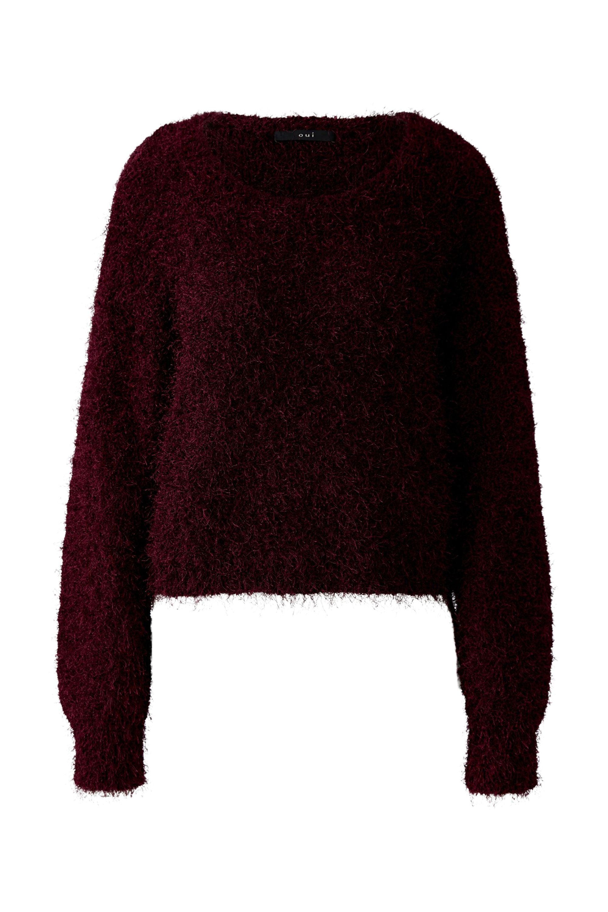 Strickpullover mit Fransen - 3912-bramble berry - Rot