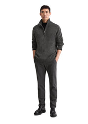 Strickpullover mit Troyerkragen - Z51-multi/heavy knit - Grau