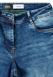 Jeans Wide Leg - 10235 mid blue used wash - Blau