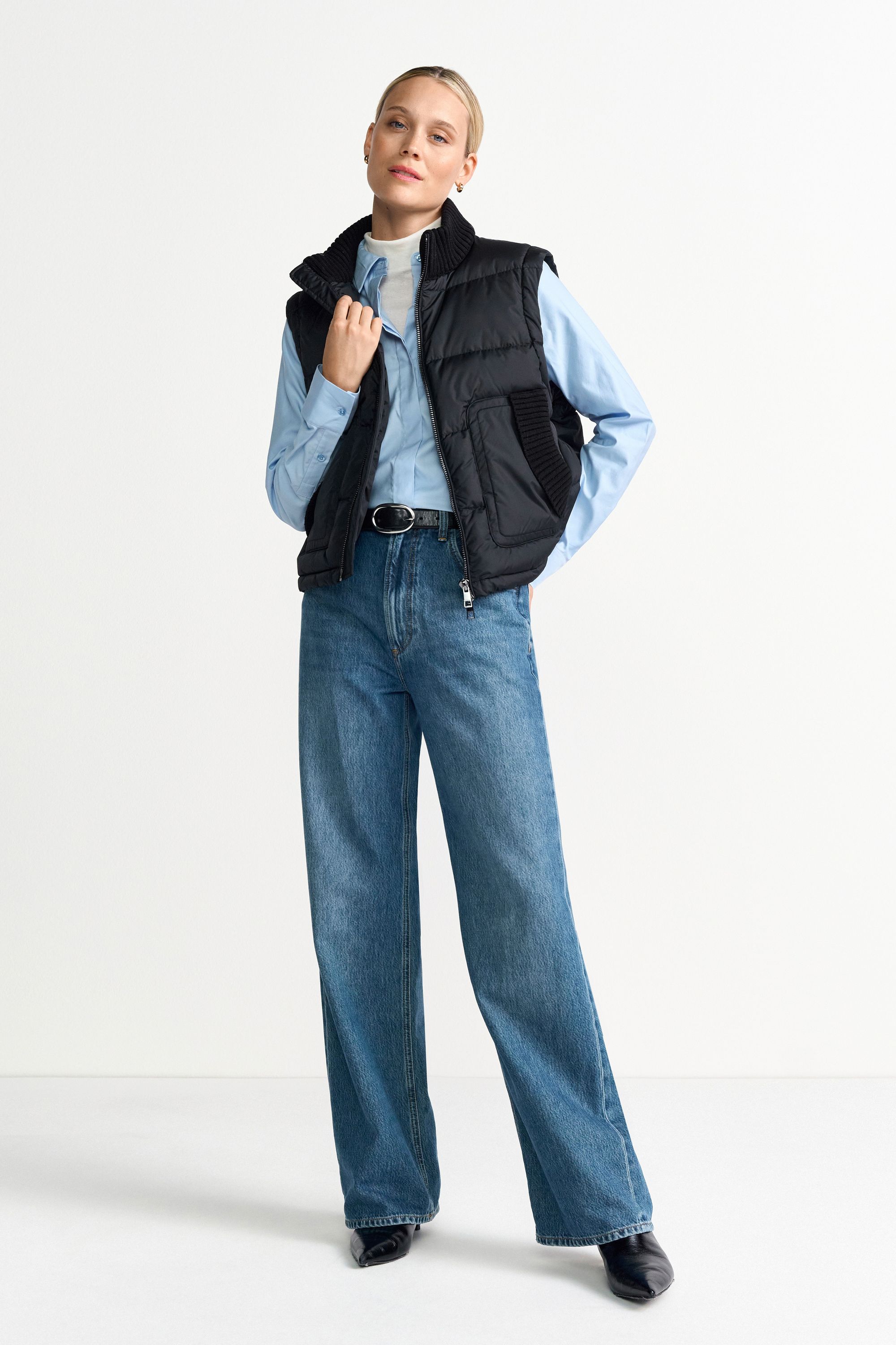 Steppweste mit Stehkragen - 890-black - Schwarz