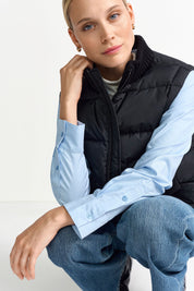 Steppweste mit Stehkragen - 890-black - Schwarz