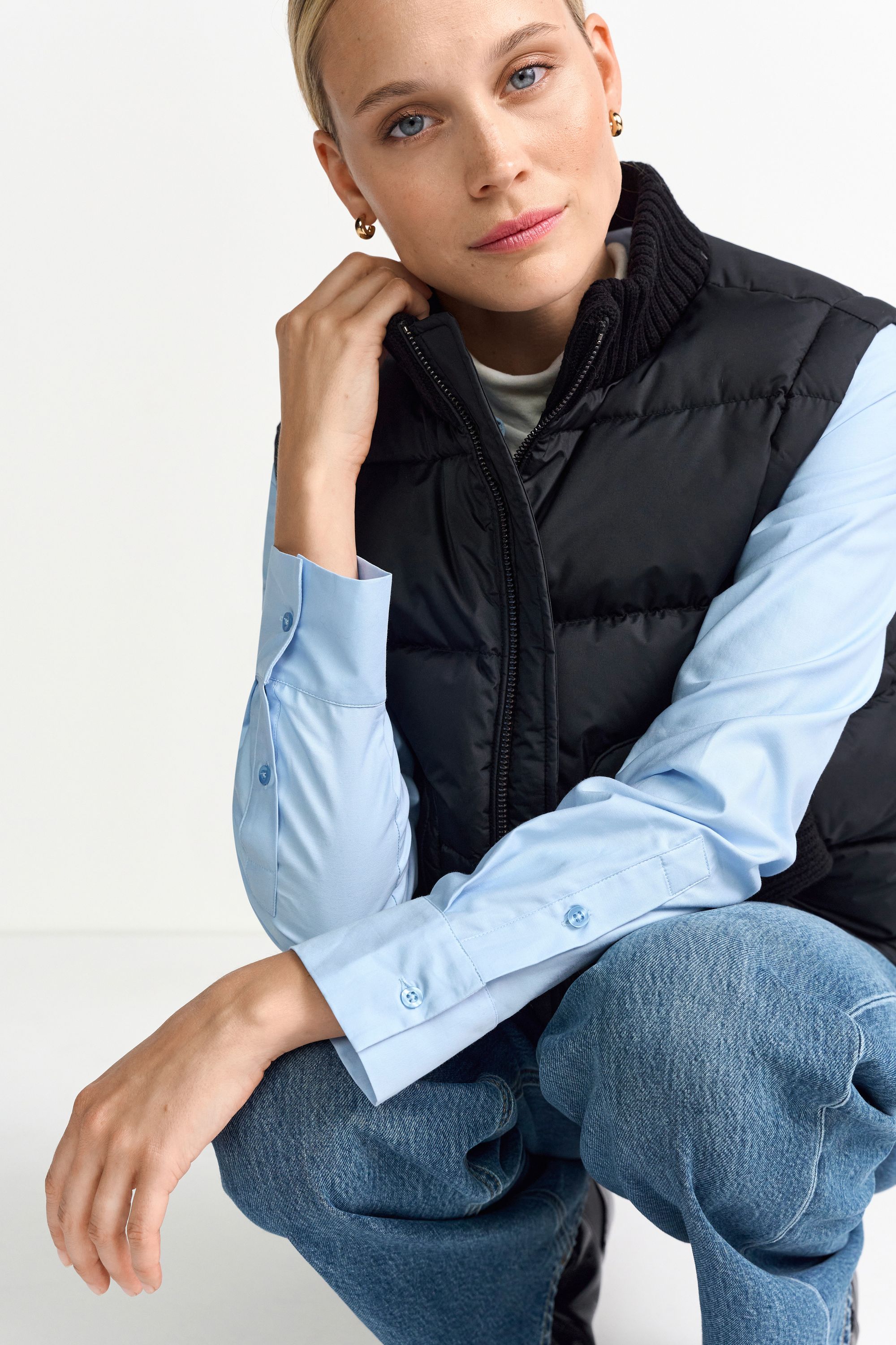 Steppweste mit Stehkragen - 890-black - Schwarz