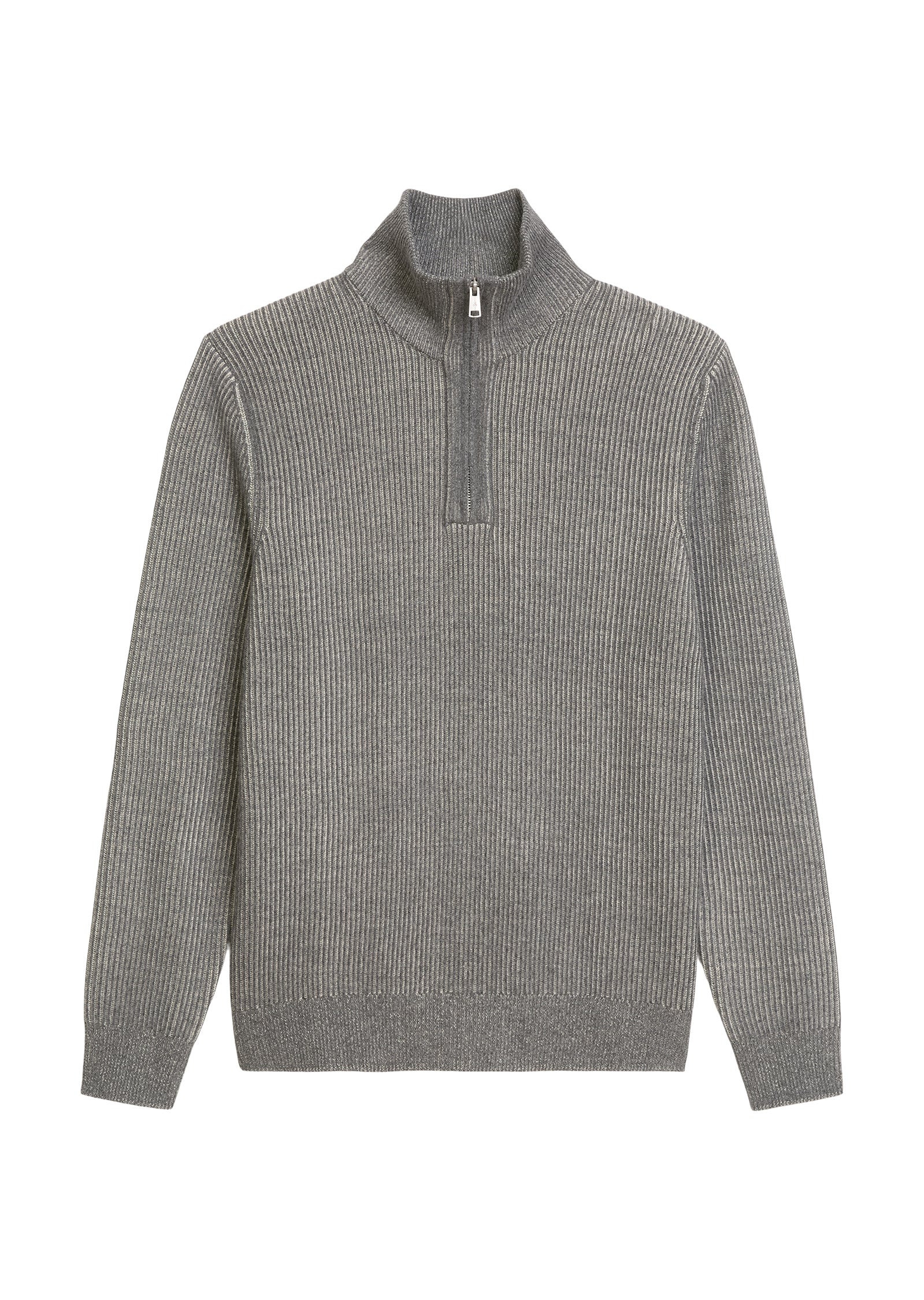 Strickpullover mit Troyerkragen - 969-graphite grey melange - Grau