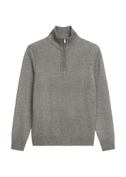 Strickpullover mit Troyerkragen - 969-graphite grey melange - Grau