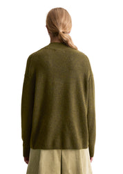 Strickpullover aus Schurwollmix - 3039-Dark Green Melange_02 - Grün