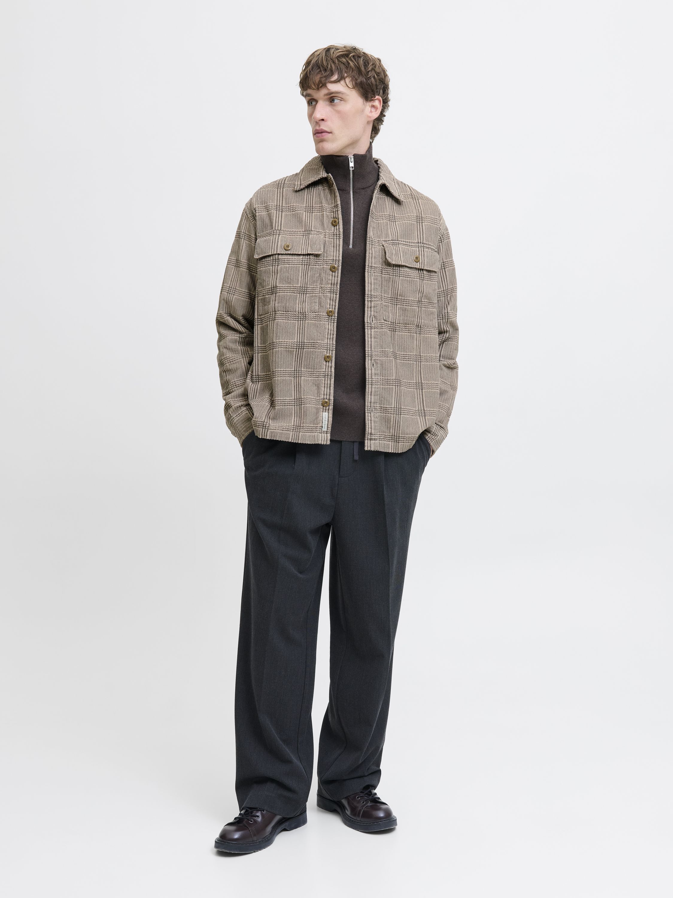 Overshirt Relaxed Fit - Brindle/CHECK - Beige