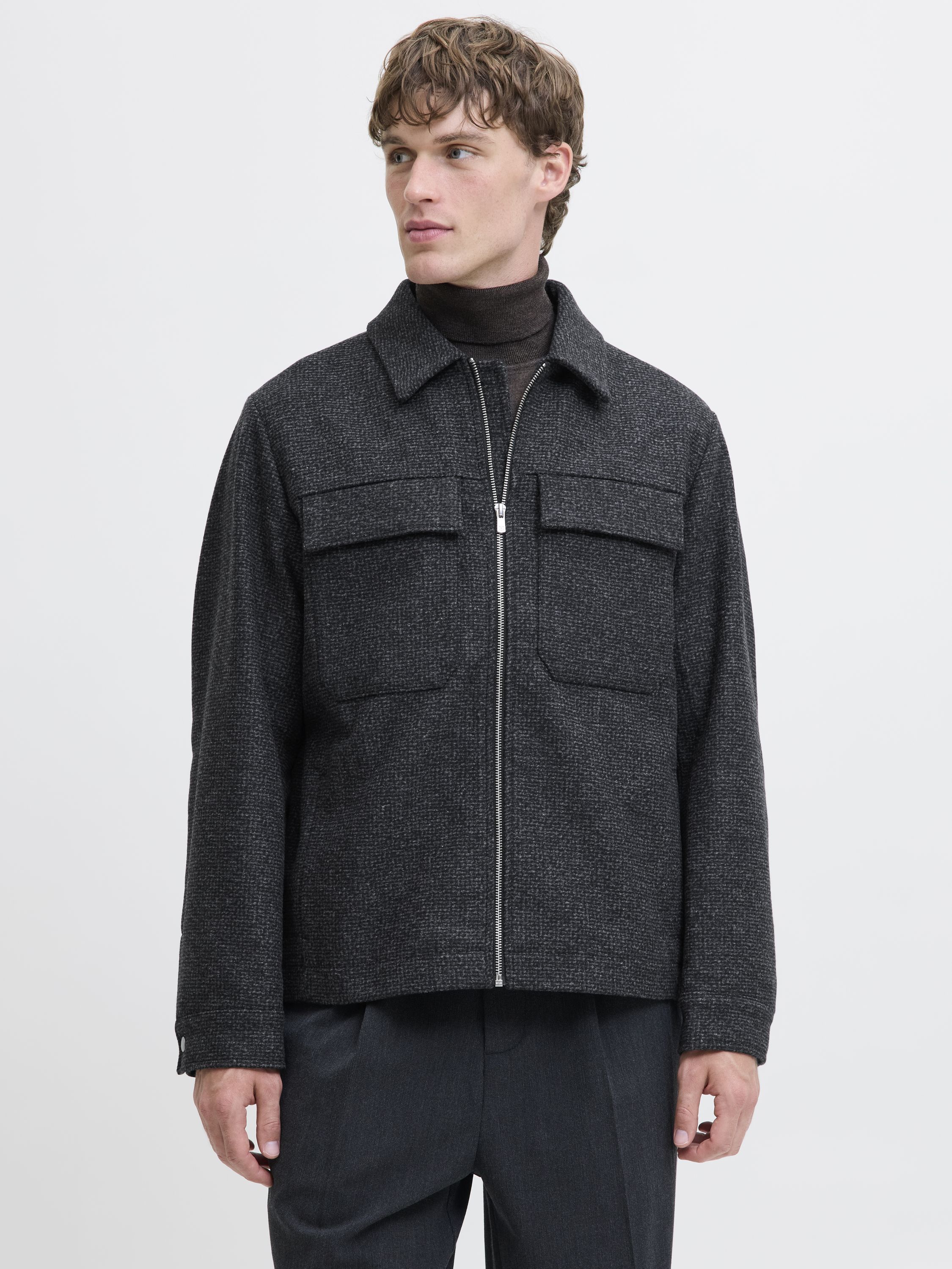 Übergangsjacke mit aufliegendem Kragen - Charcoal Gray/STRUCTURE - Grau