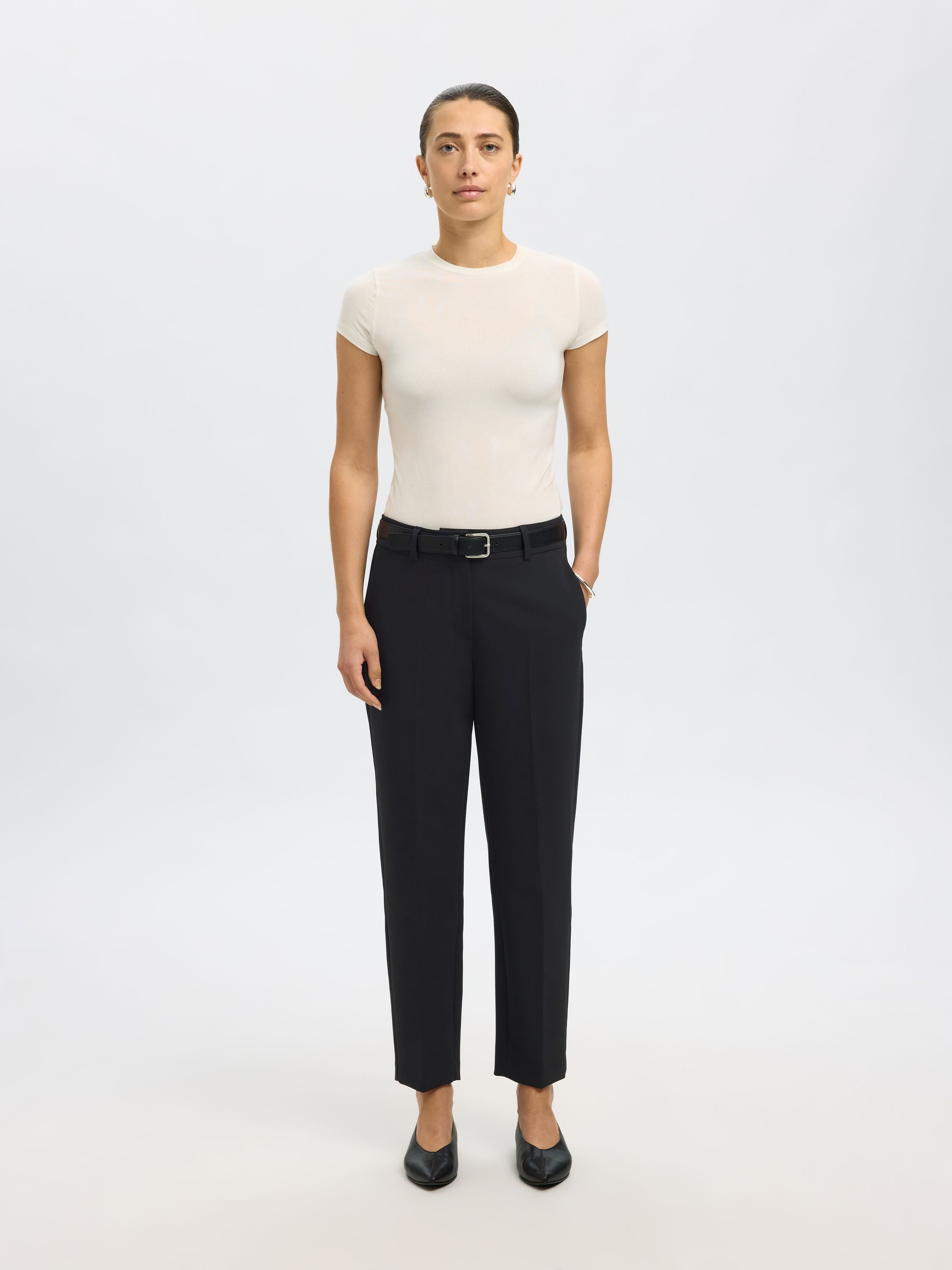 SLFRITA-RIA MW CROPPED PANT FD NOOS - Black - Schwarz