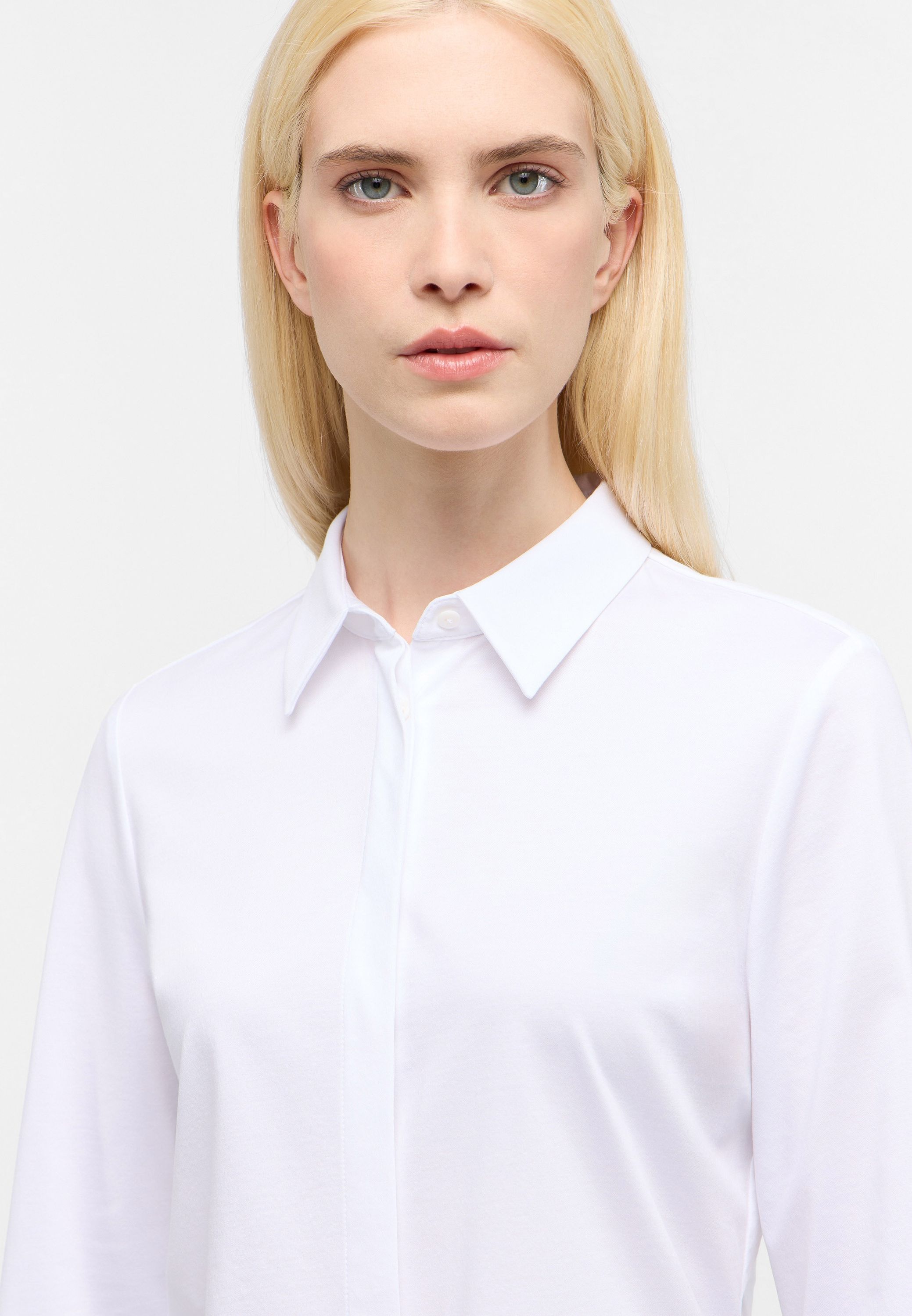 Jersey-Bluse aus Baumwollmix - 00-weiss - Weiß