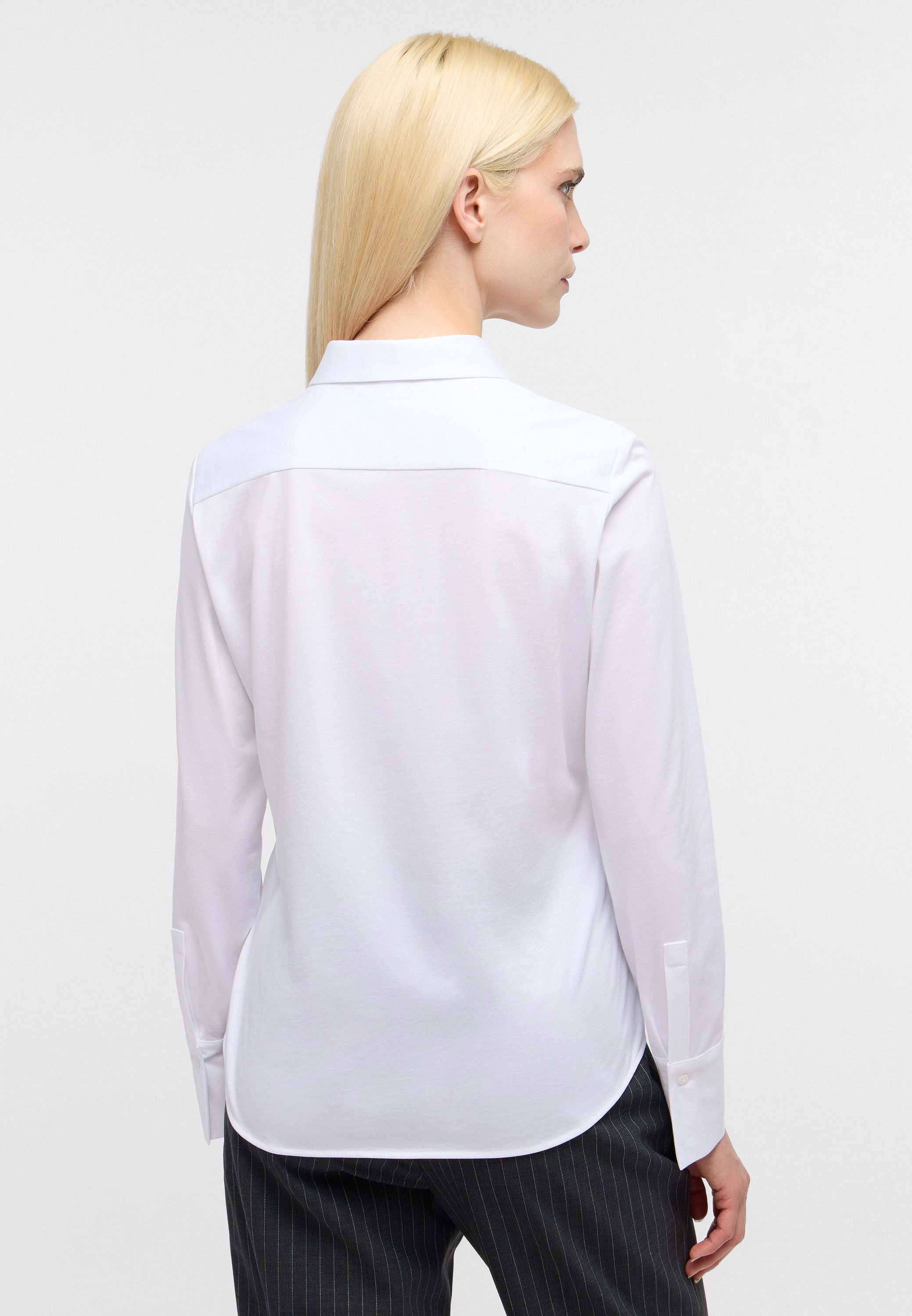 Jersey-Bluse aus Baumwollmix - 00-weiss - Weiß