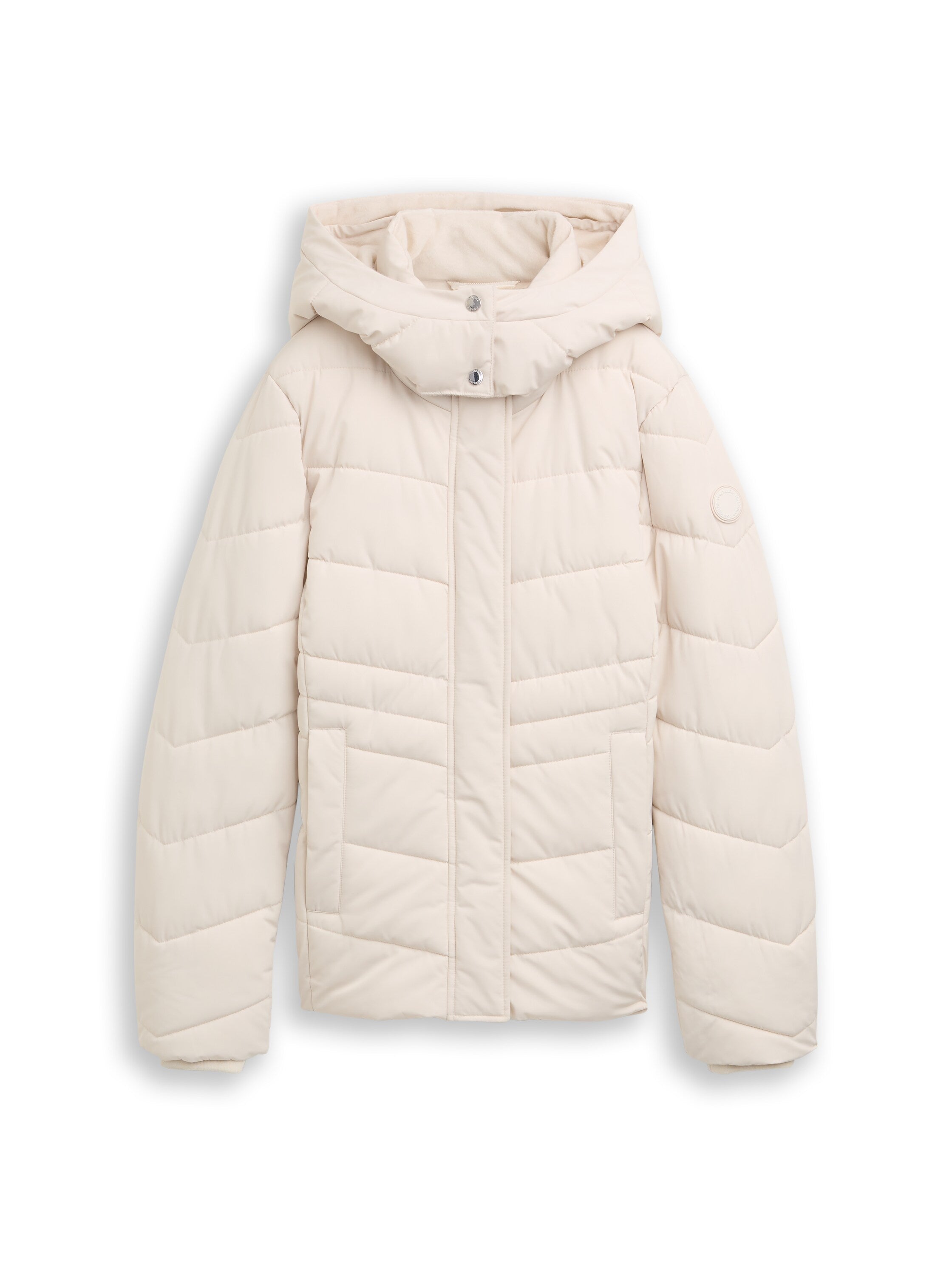 Puffer-Jacke mit abnehmbarer Kapuze - 27609-cold beige - Creme