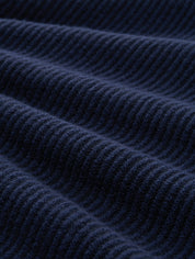 Strickpullover aus Baumwollmix - 39335-blue rib structure - Blau