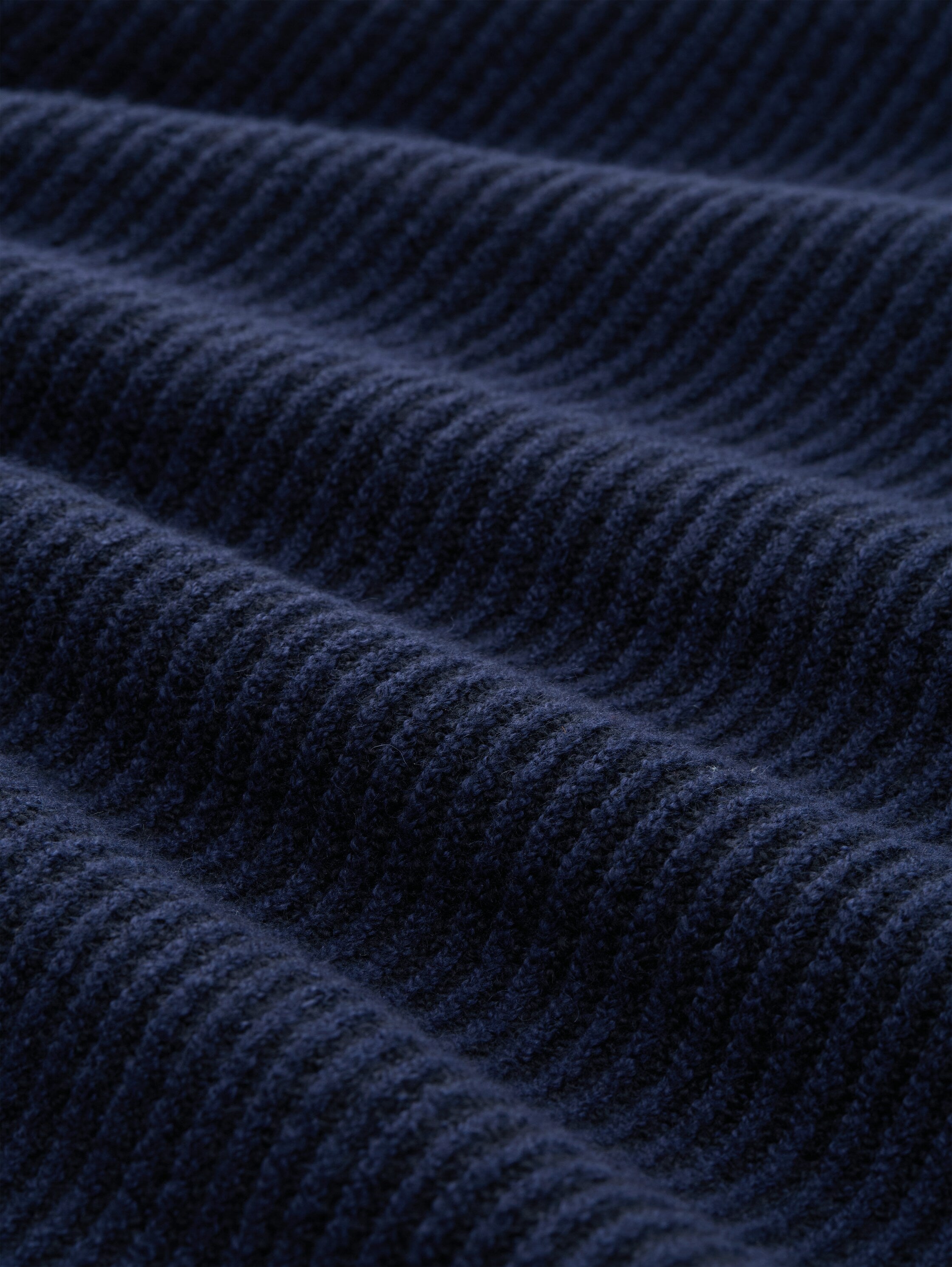 Strickpullover aus Baumwollmix - 39335-blue rib structure - Blau