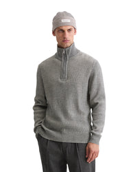 Strickpullover mit Troyerkragen - 969-graphite grey melange - Grau