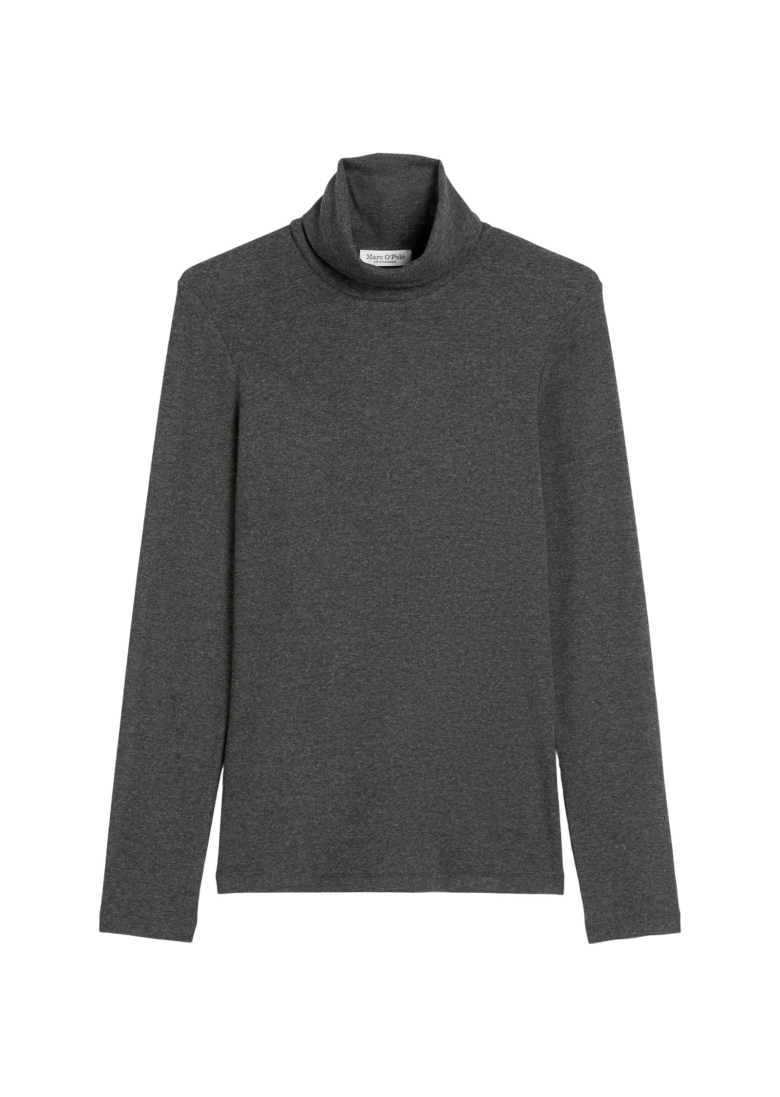 Dünner Strickpullover mit Rollkragen - 927-rocky grey melange - Grau