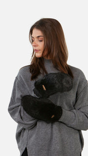 Fell-Fausthandschuhe - black - Schwarz