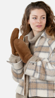 Kunstpelz-Fäustlinge - brown - Braun