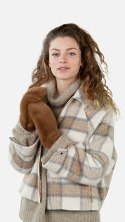 Kunstpelz-Fäustlinge - brown - Braun