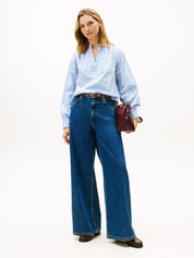 Schlupfbluse aus Baumwolle - 0A6-BLUE - Blau