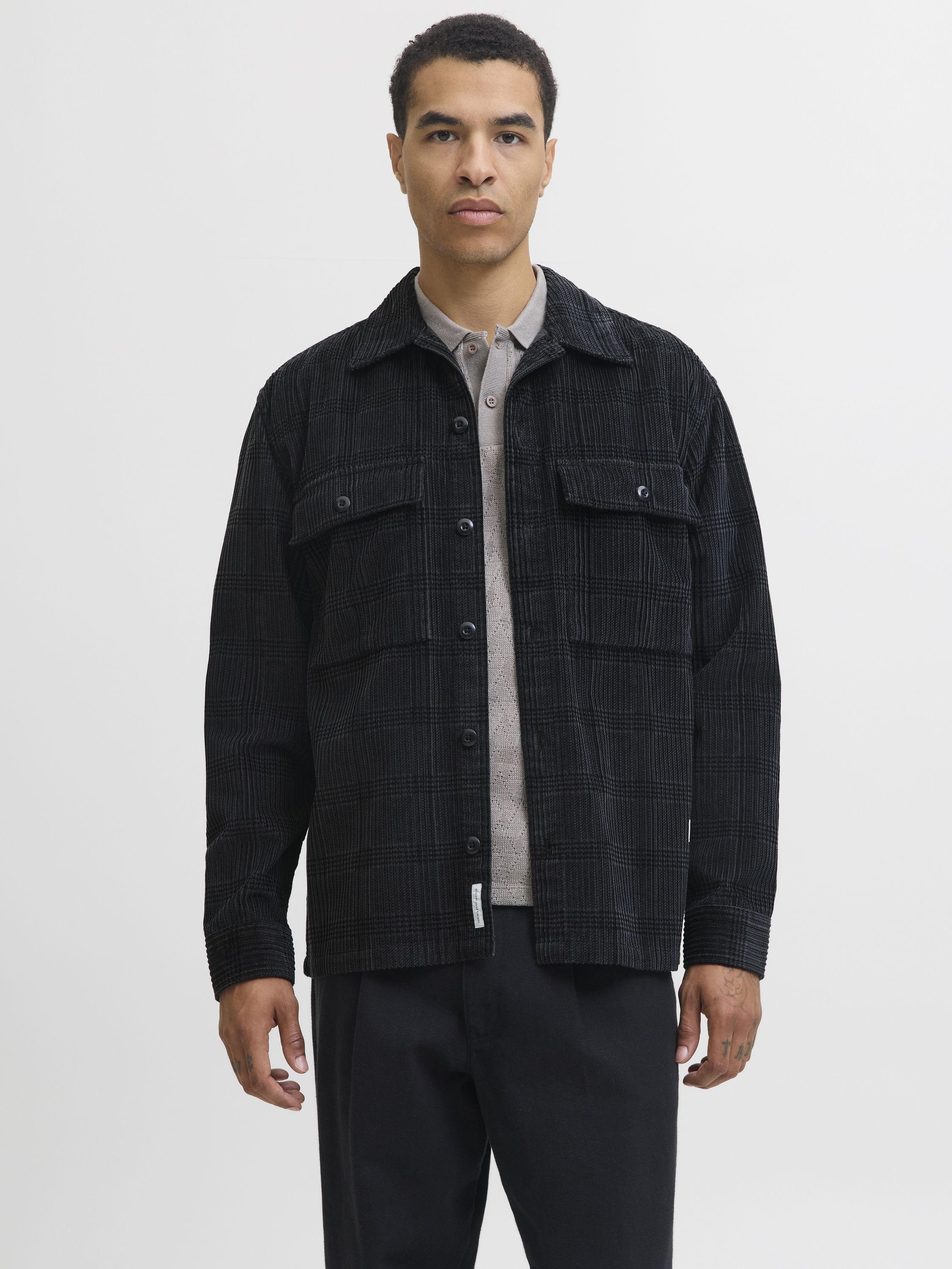 Overshirt Relaxed Fit - Volcanic Ash/CHECK - Schwarz