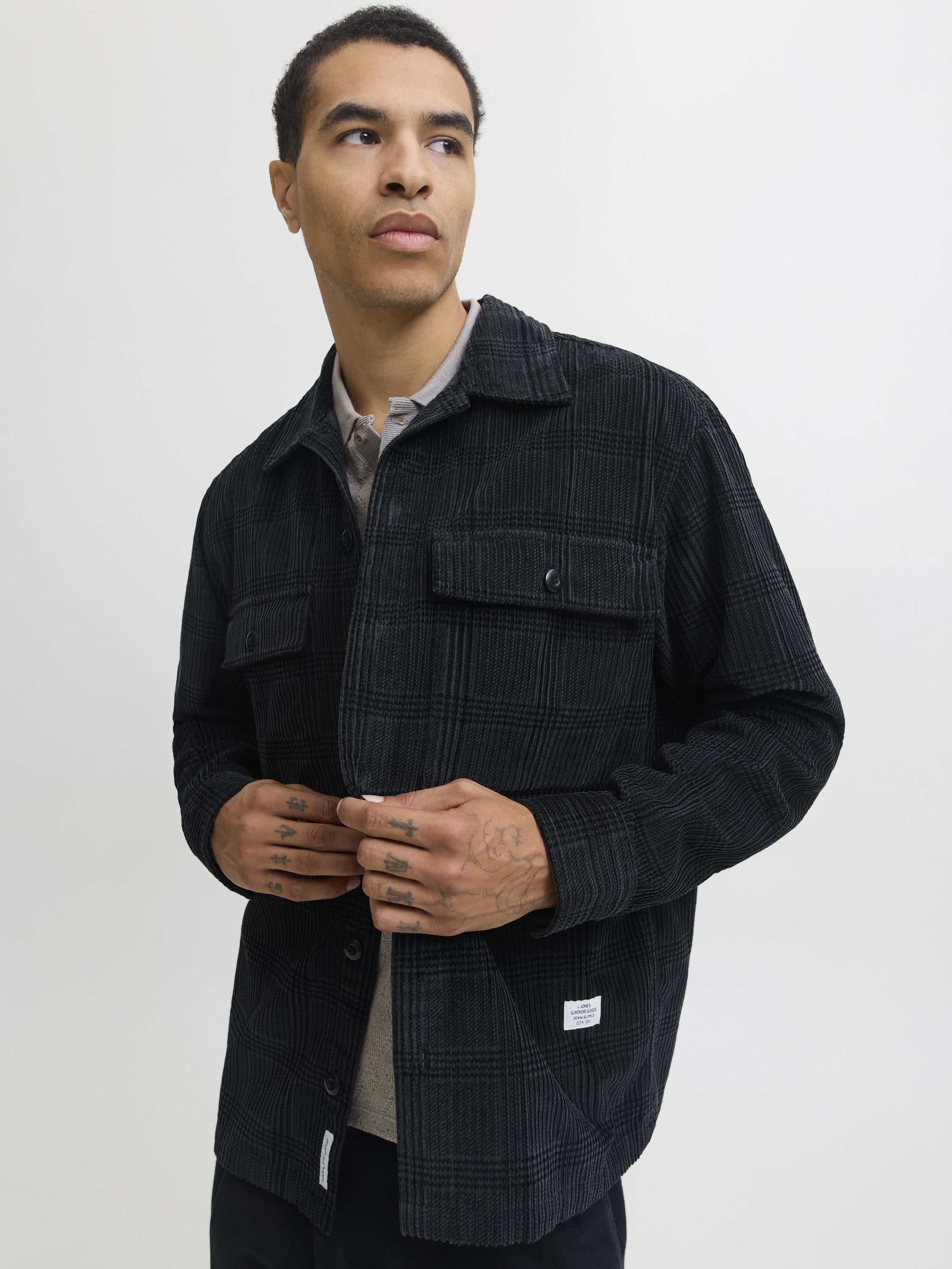Overshirt Relaxed Fit - Volcanic Ash/CHECK - Schwarz