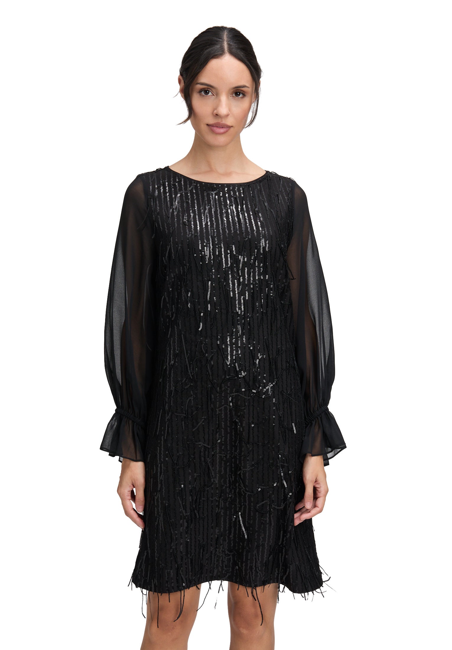 Cocktailkleid Mini mit Pailletten - 9045-Black - Schwarz