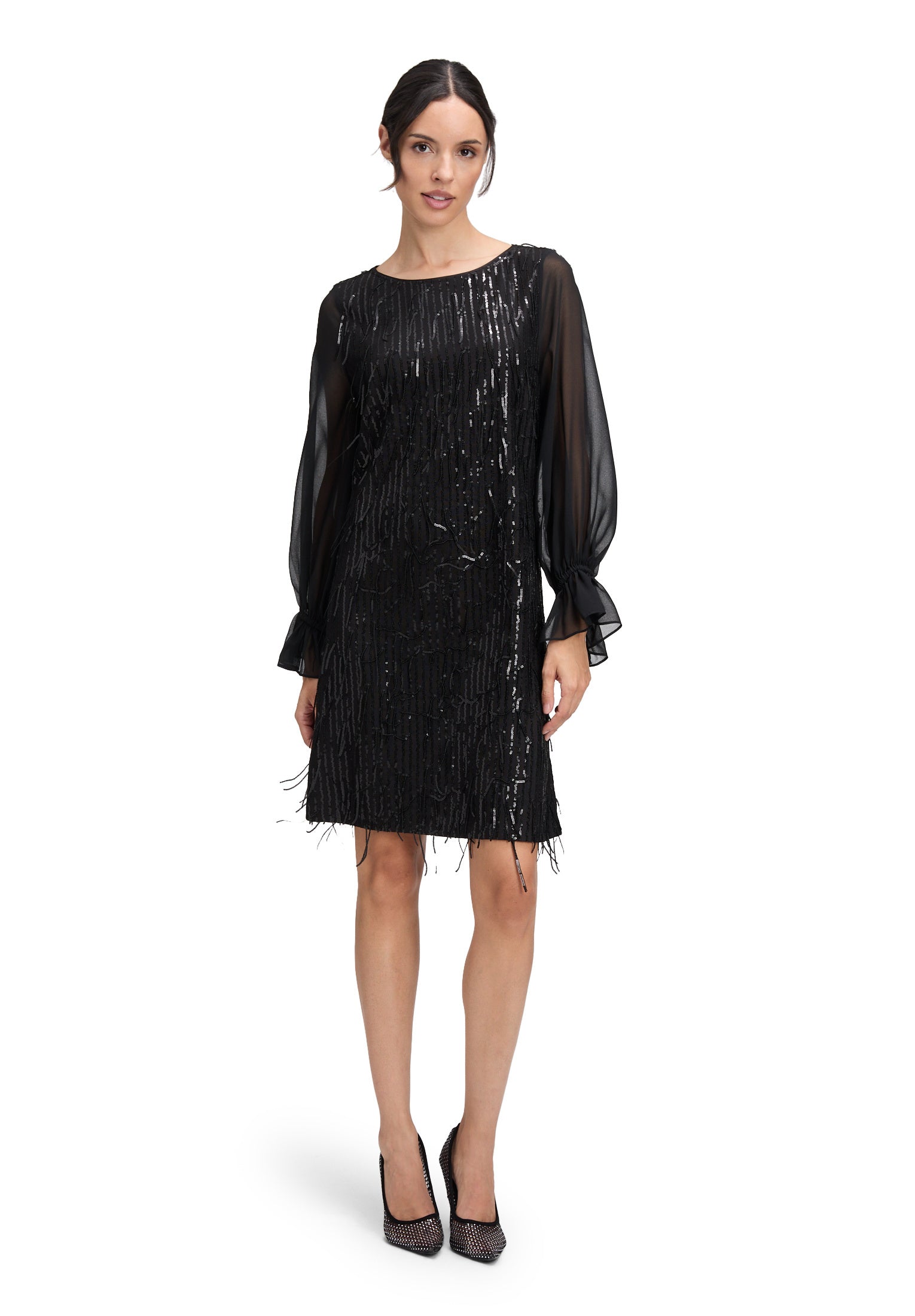 Cocktailkleid Mini mit Pailletten - 9045-Black - Schwarz