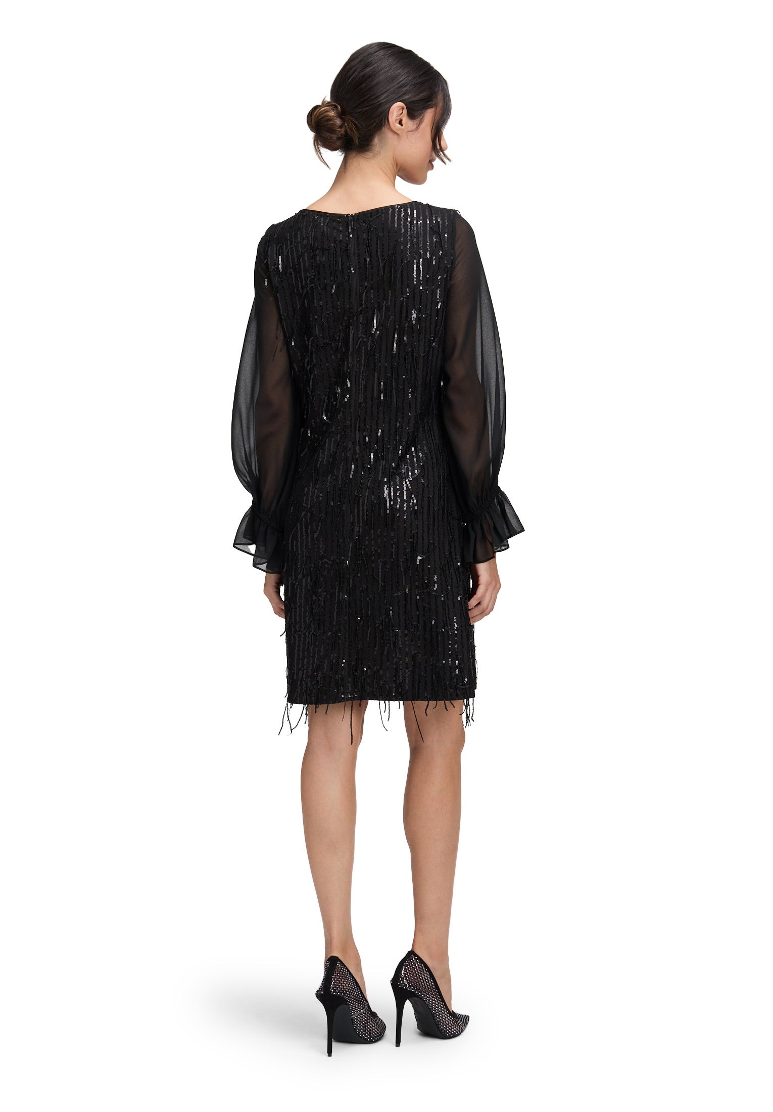 Cocktailkleid Mini mit Pailletten - 9045-Black - Schwarz