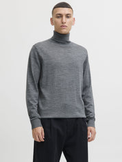 Feinstrickpullover aus Merinowolle - Medium Grey Melange - Grau