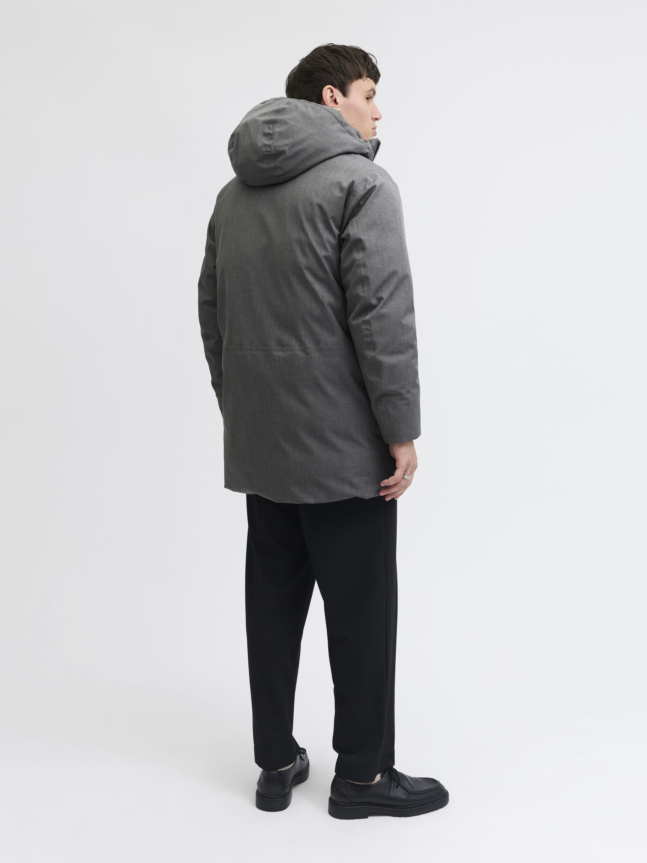 Parka meliert mit Kapuze - Dark Grey Melange/Melange - Grau