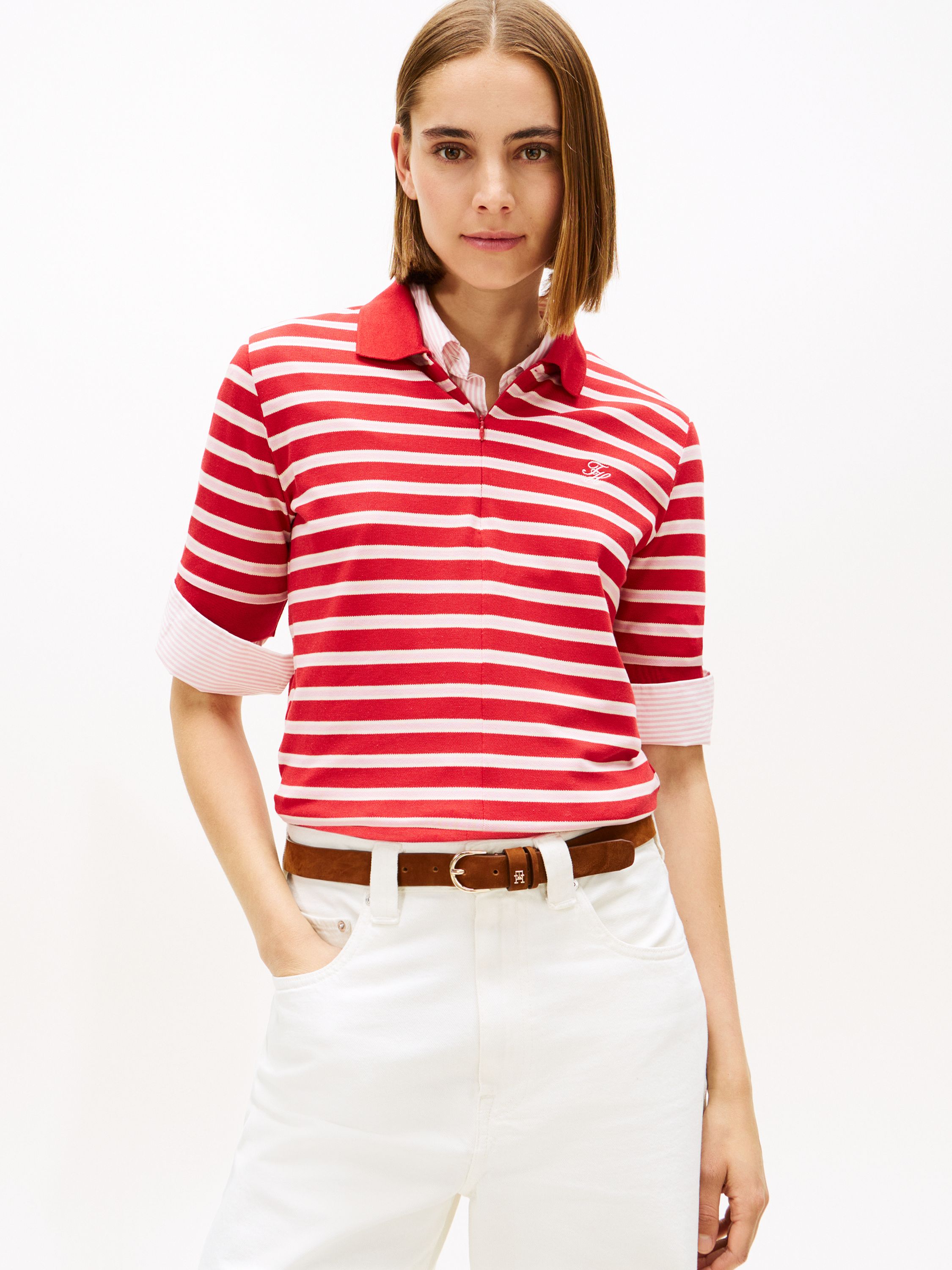 Poloshirt gestreift - 0EW-RED - Rot