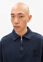 Sweatshirt aus Baumwolle - 3512-night sky washed - Blau