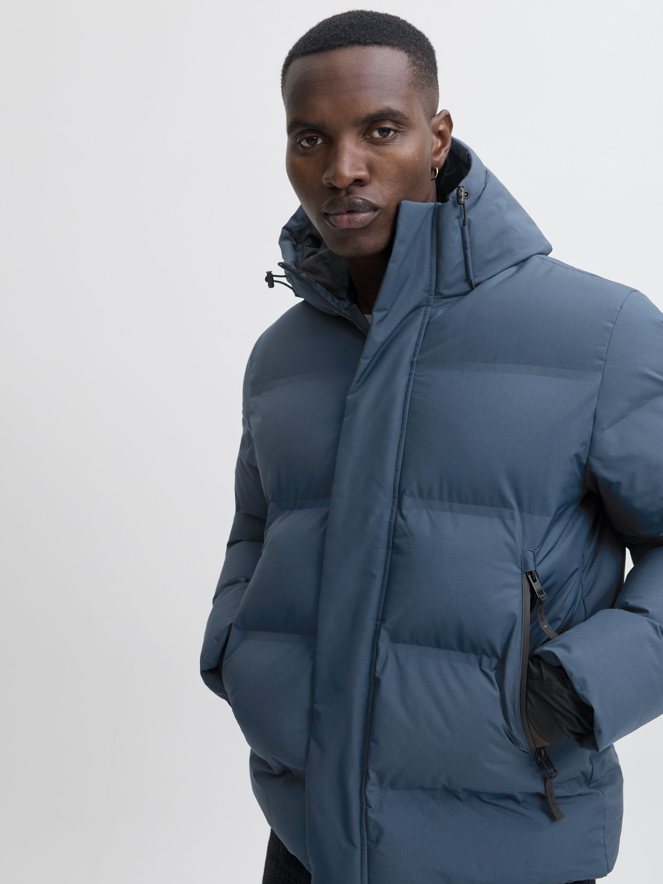 Steppjacke mit Kapuze - Titan - Blau