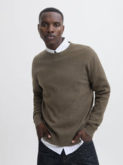Strickpullover aus Baumwolle - Crocodile/Twist/Zizag structur - Khaki