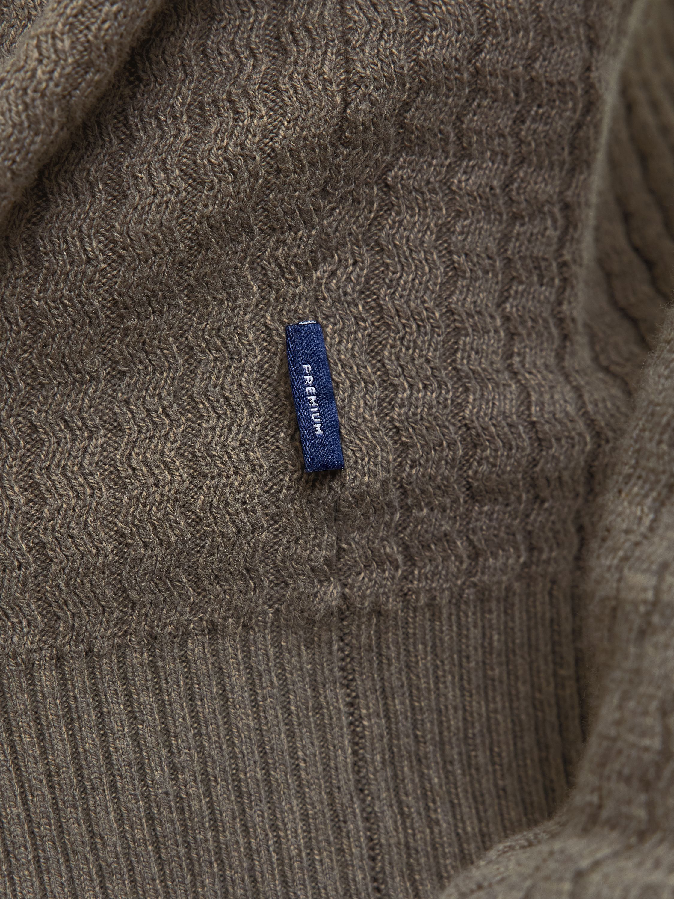 Strickpullover aus Baumwolle - Crocodile/Twist/Zizag structur - Khaki