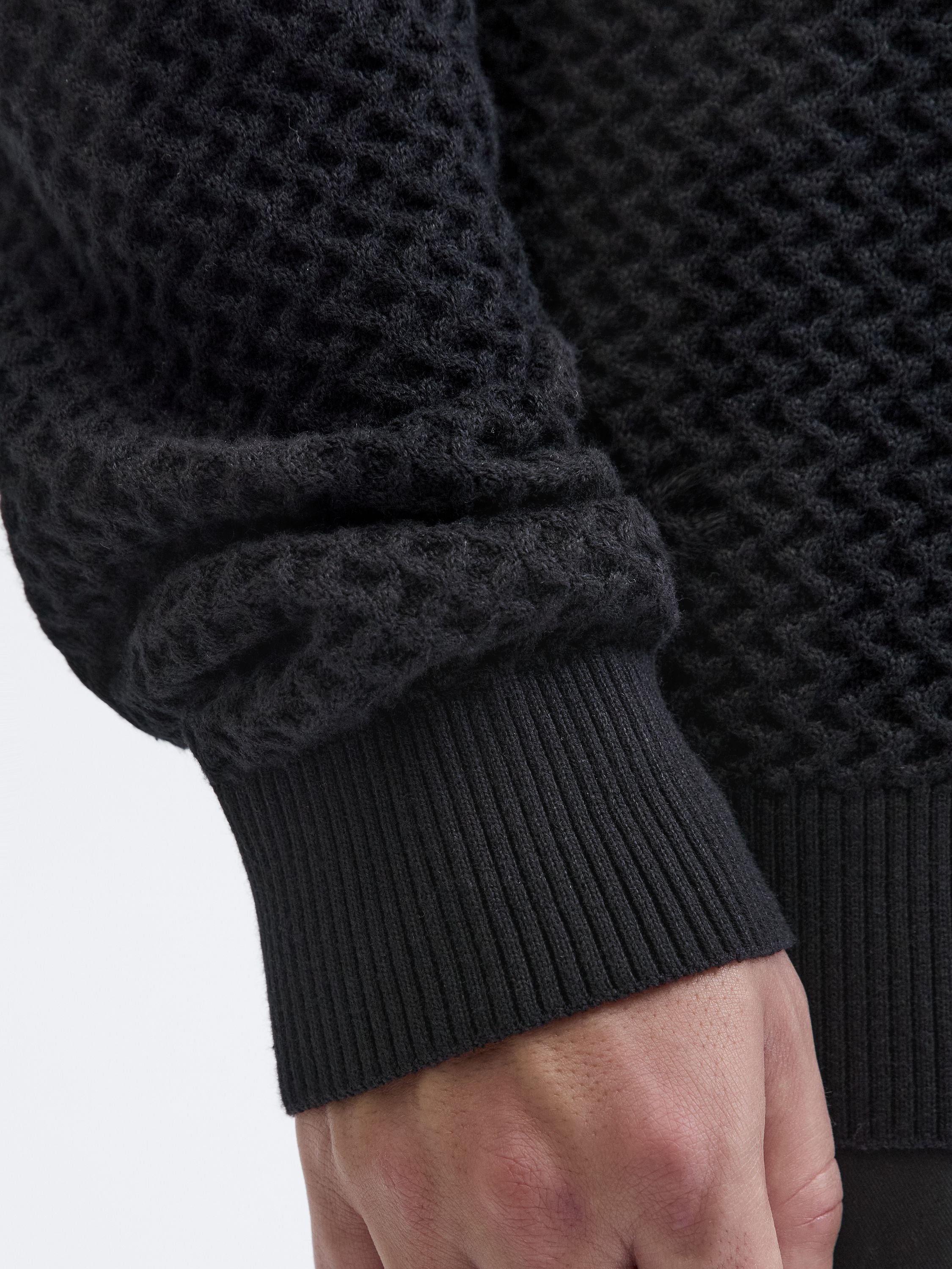 Strickpullover aus Baumwolle - Black/Solid - Schwarz