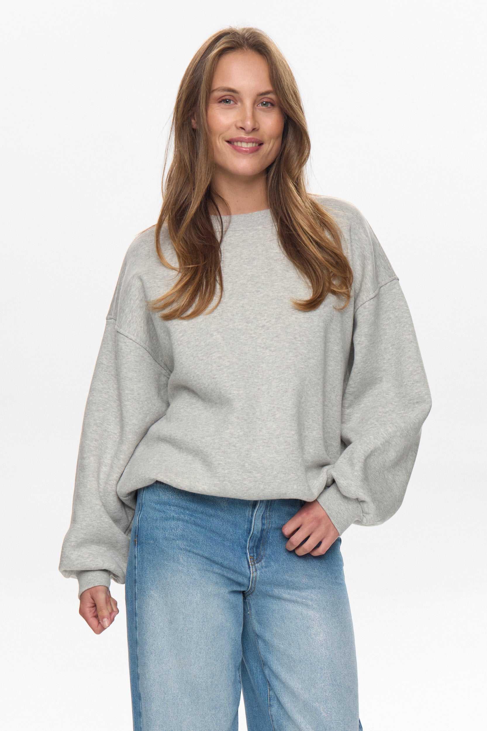 Sweatshirt oversized aus Baumwollmix - 0510 - Grau
