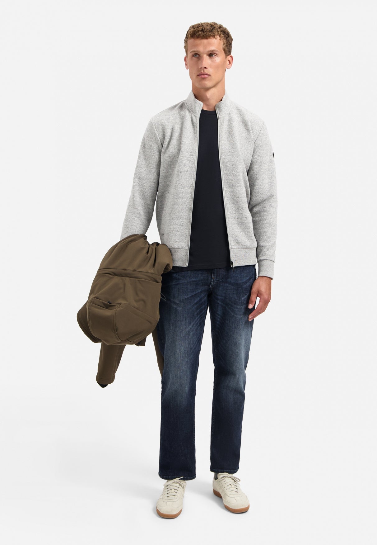 Sweatshirtjacke aus Baumwollmix - 102-Grey Melange - Grau