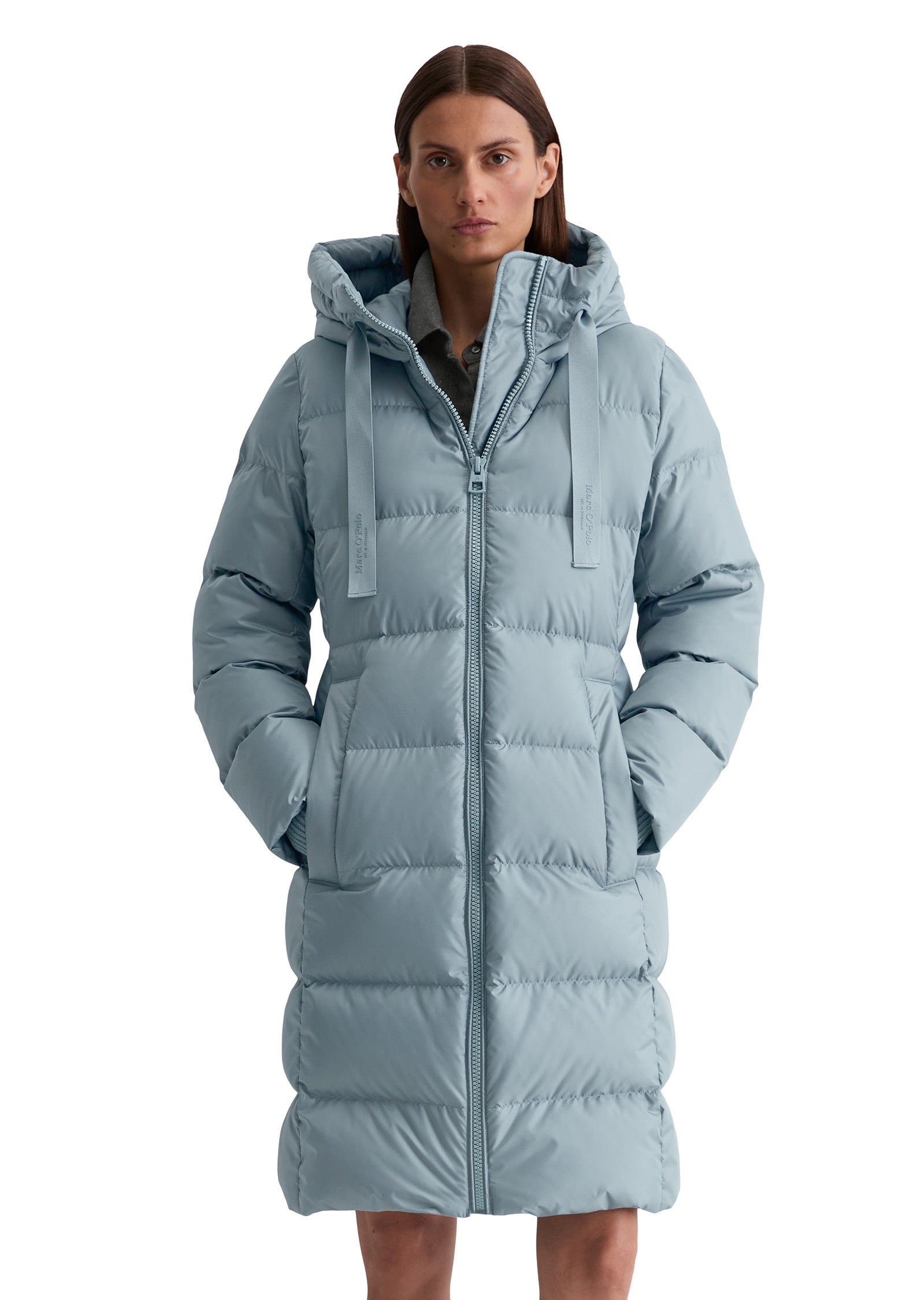 Daunenmantel mit Kapuze - 857-slate blue - Blau