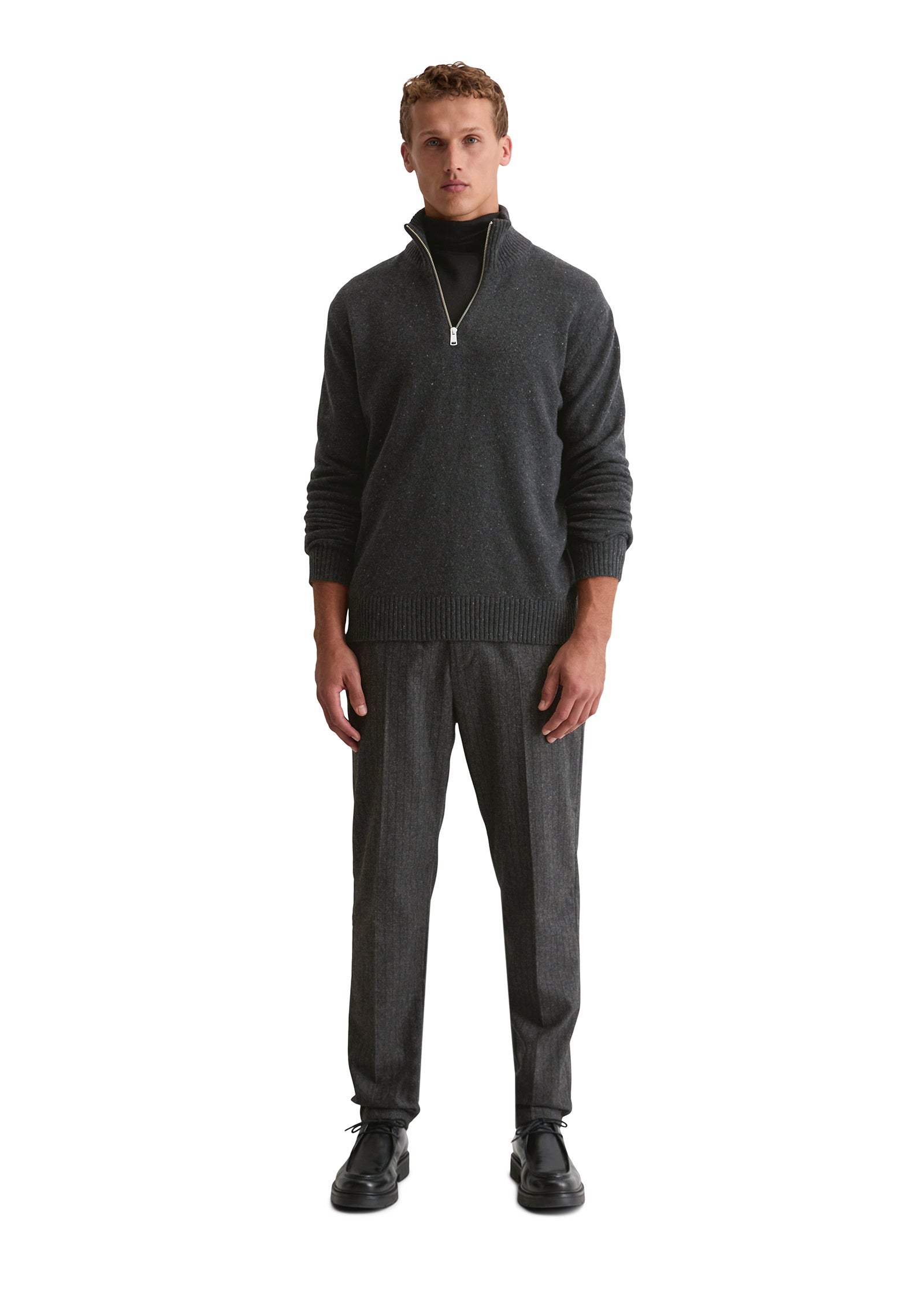 Strickpullover aus Wollmix - 989-dark grey melange - Grau