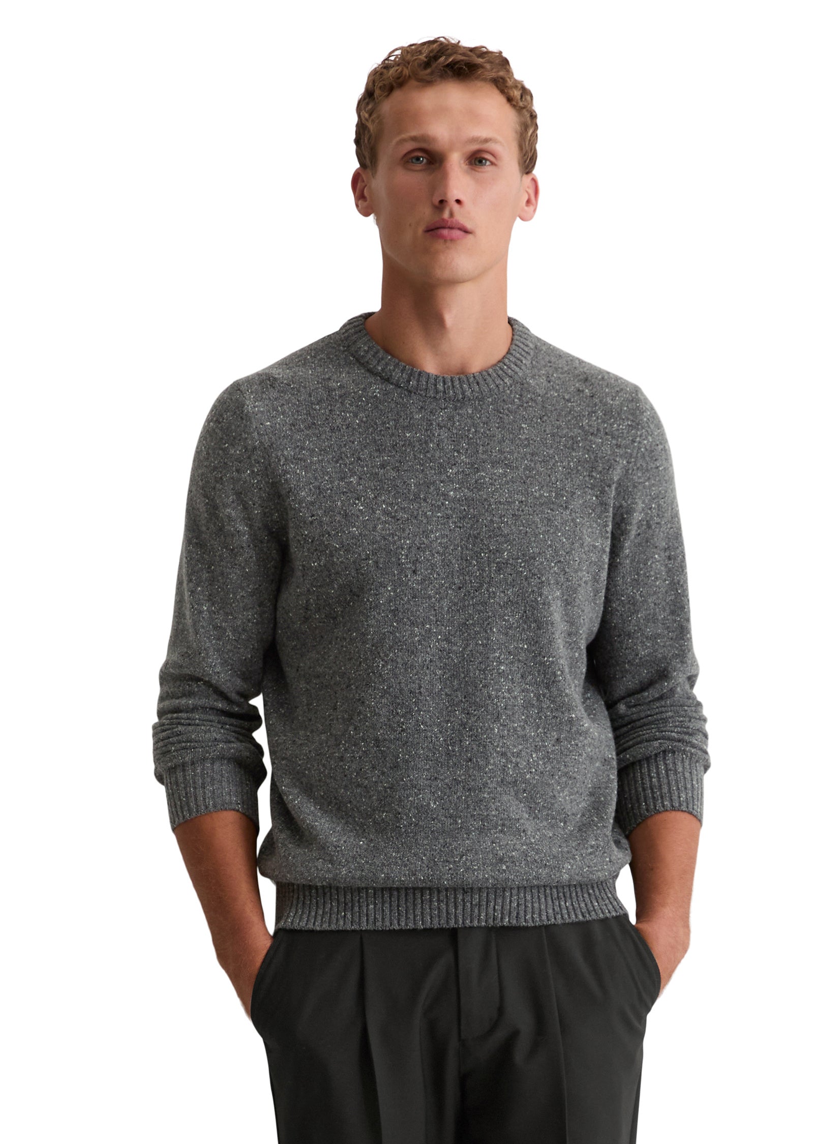 Strickpullover aus Wollmix - 969-graphite grey melange - Grau