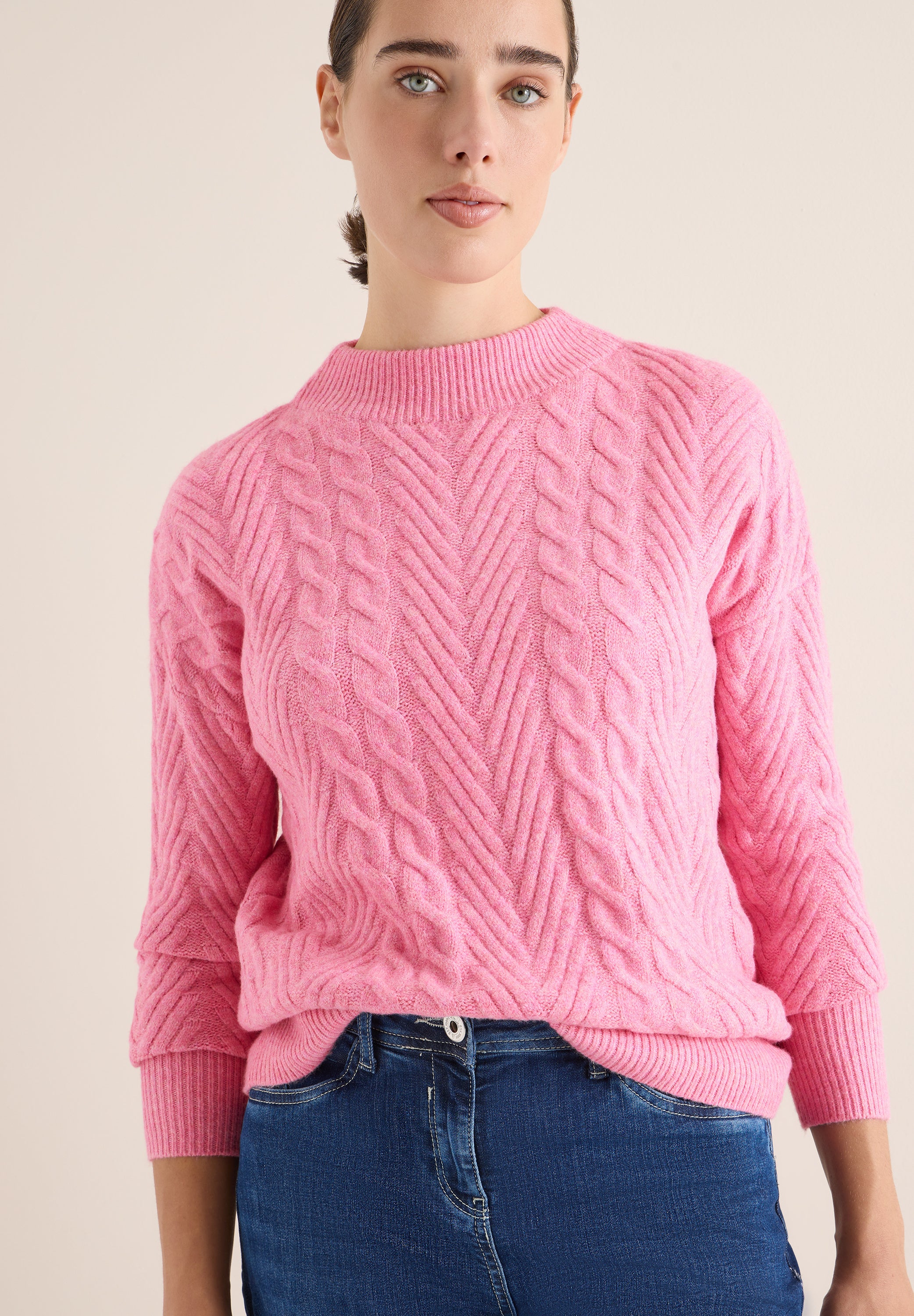 Strickpullover aus Baumwollmix - 16965 dark blossom melange - Pink