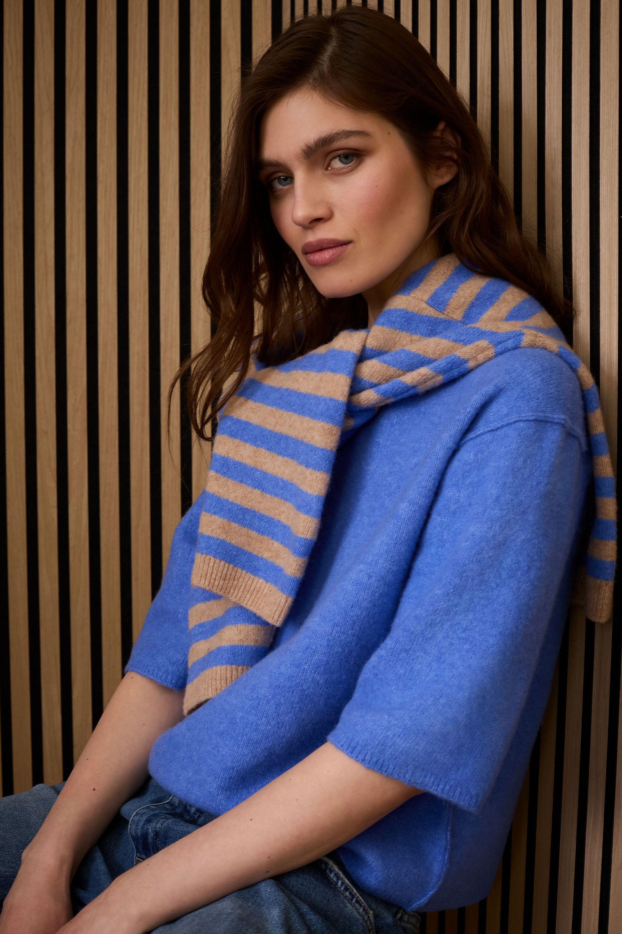 Strickpullover - 0745-camel blue - Blau