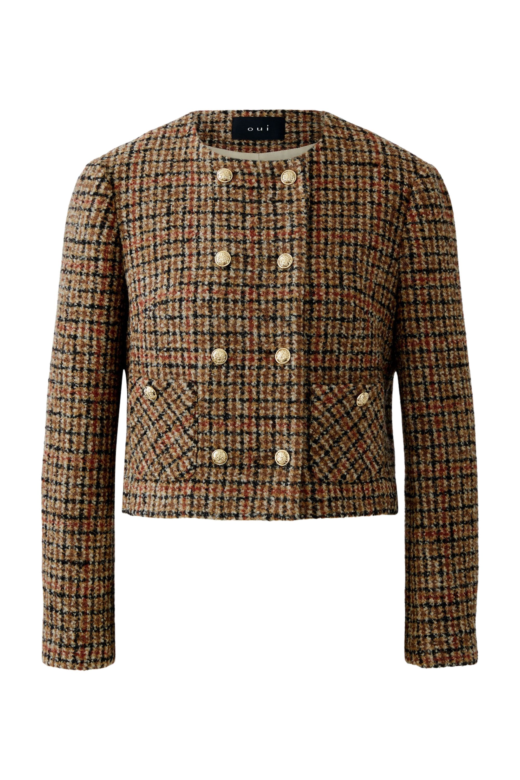 Jacke mit goldenen Knöpfen - 0779-dk camel black - Braun