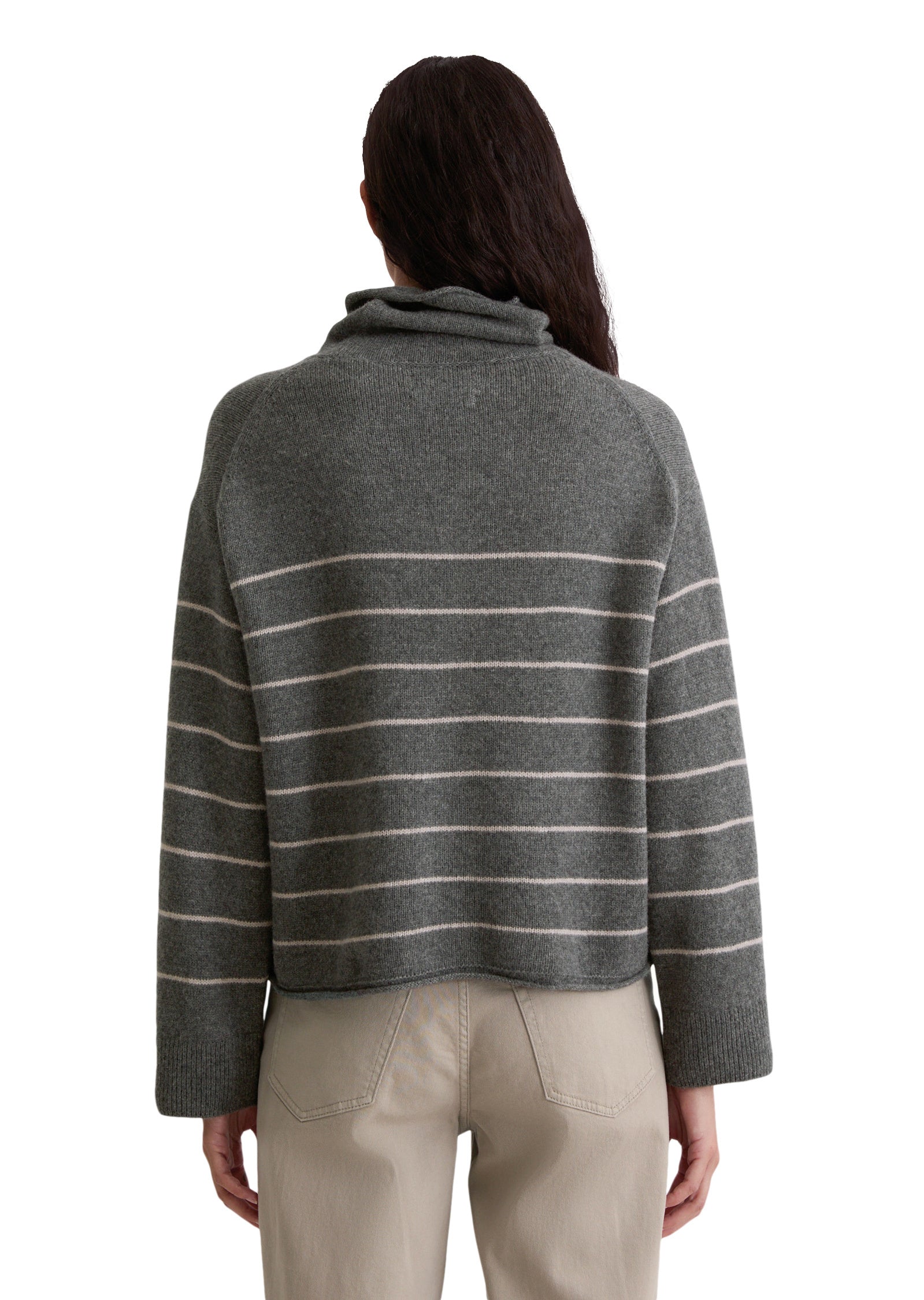 Strickpullover aus Schurwollmix - J41-striped / rocky grey melan - Grau